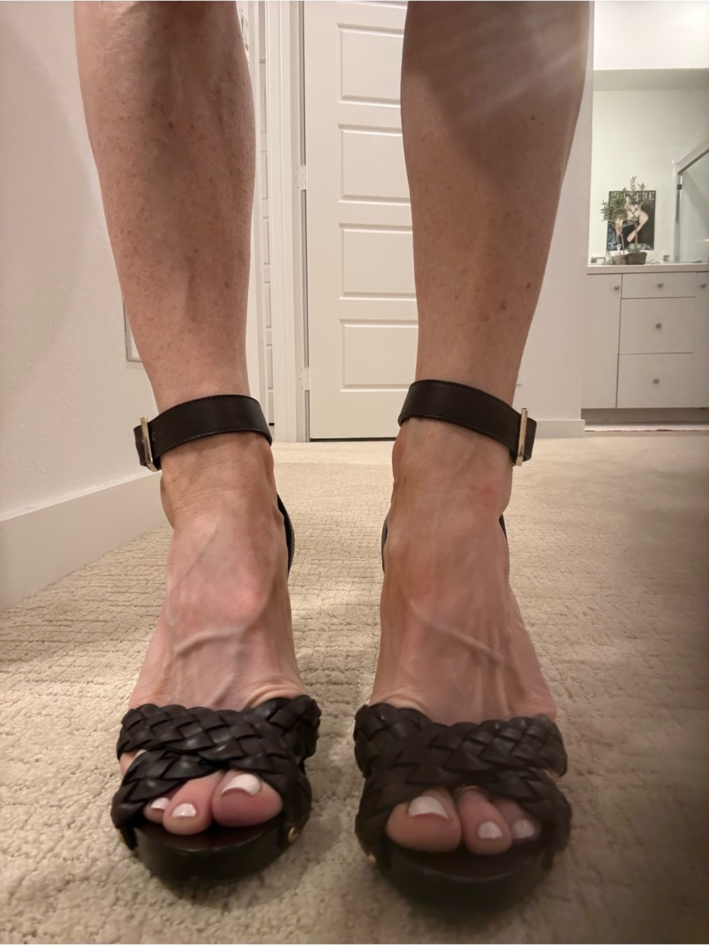 Vintage Gucci Braided Ankle-Strap Heels in Dark Brown